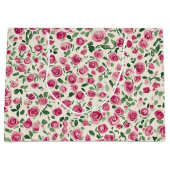 Roze Rozen Bloemachtige Bruidsmeisjesborrel Groot Cadeauzakje (Voorkant)