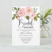 Roze Rozen Bloemachtige Bruiloft Uitnodiging (Staand voorkant)