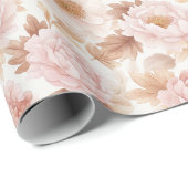 Roze Rozen Bloemachtige Bruiloftsborrel Cadeaupapier (Rol Hoek)
