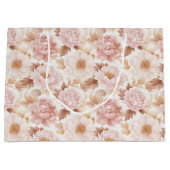 Roze Rozen Bloemachtige Bruiloftsborrel Groot Cadeauzakje (Voorkant)