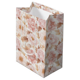 Roze Rozen Bloemachtige Bruiloftsborrel Medium Cadeauzakje