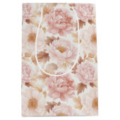 Roze Rozen Bloemachtige Bruiloftsborrel Medium Cadeauzakje (Voorkant)