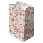 Roze Rozen Bloemachtige Bruiloftsborrel Medium Cadeauzakje (Achterkant Gekanteld)