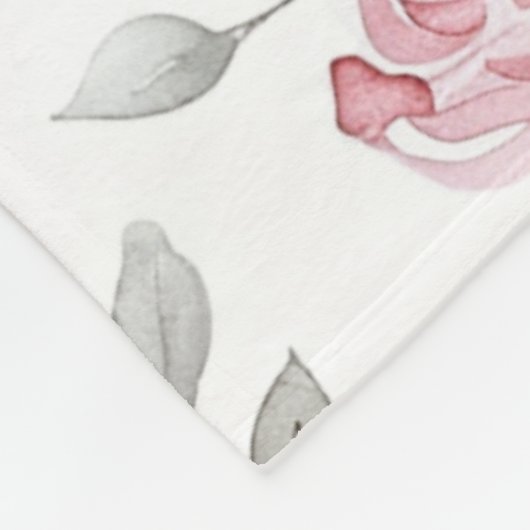 Roze Rozen Bloemachtige Bruiloftsontvangst Fleece Deken (Hoek)
