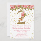 Roze Rozen Bloemen 2e Verjaardagsfeest Kaart (Voorkant)