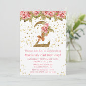 Roze Rozen Bloemen 2e Verjaardagsfeest Kaart (Staand voorkant)