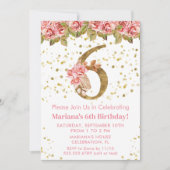 Roze Rozen Bloemen 6e Verjaardagsfeest Kaart (Voorkant)