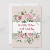 Roze Rozen Bloemen 80ste verjaardag Foto Kaart (Achterkant)
