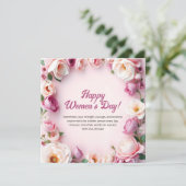 Roze rozen Bloemen 8 maart Internationale Vrouwend Feestdagenkaart (Staand voorkant)