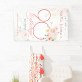 Roze Rozen Bloemen 90ste Verjaardag Feest Welkom Spandoek (Insitu)