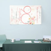 Roze Rozen Bloemen 90ste Verjaardag Feest Welkom Spandoek (Beurs)