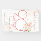 Roze Rozen Bloemen 90ste Verjaardag Feest Welkom Spandoek (Horizontaal)