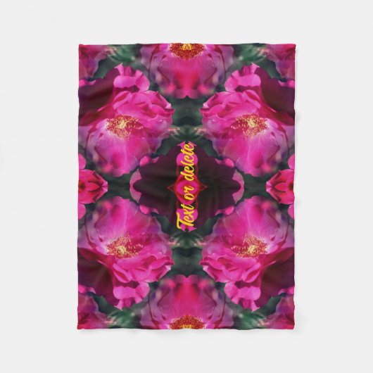 Roze Rozen Bloemen Abstracte Kunst Gepersonaliseer Fleece Deken (Voorkant)