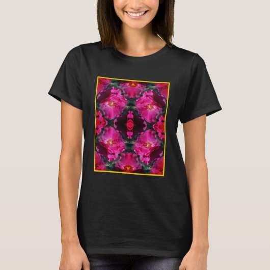 Roze Rozen Bloemen Abstracte kunst T-shirt (Voorkant)