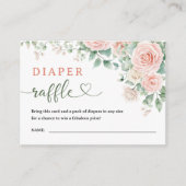 Roze Rozen Bloemen Baby shower Luier Raffle Informatiekaartje (Voorkant)