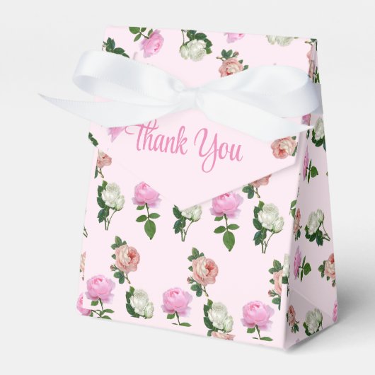 Roze Rozen Bloemen Bedankt  Bedankdoosjes (Voorkant Zijde)