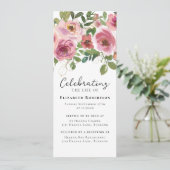 Roze Rozen Bloemen Begrafenis Digitale Editie Kaart (Staand voorkant)