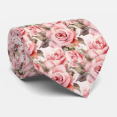 Roze Rozen Bloemen Bloemen Stropdas (Opgerold)