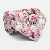 Roze Rozen Bloemen Bloemen Stropdas (Opgerold)