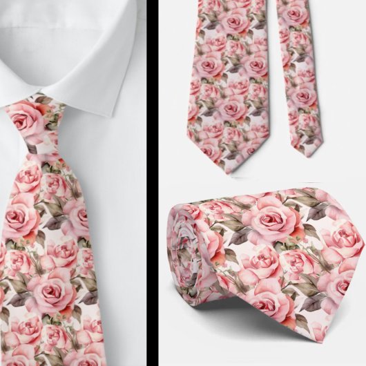 Roze Rozen Bloemen Bloemen Stropdas