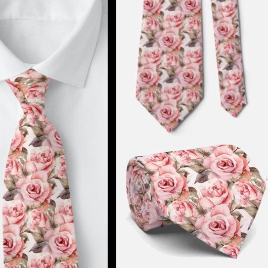 Roze Rozen Bloemen Bloemen Stropdas