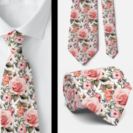 Roze Rozen Bloemen Bloemen Stropdas