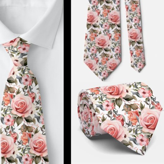 Roze Rozen Bloemen Bloemen Stropdas