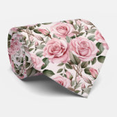 Roze Rozen Bloemen Bloemen Stropdas (Opgerold)