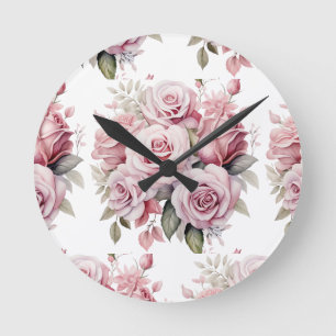 Roze Rozen Bloemen Bloemstuk Klok