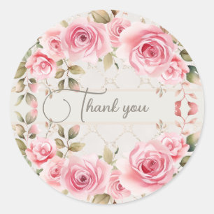 Roze rozen bloemen blozen elegant ronde sticker