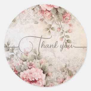 Roze rozen bloemen blozen elegant ronde sticker