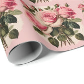  Roze Rozen Bloemen Boeket Cadeaupapier (Rol Hoek)