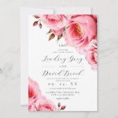 Roze Rozen Bloemen Bruiloft Kaart (Voorkant)