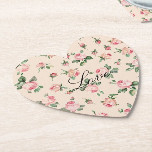 Roze Rozen Bloemen bruiloft Kartonnen Onderzetters (Gekanteld)