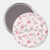 Roze Rozen Bloemen bruiloft Magneet (Voorkant / Achterkant)