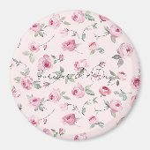 Roze Rozen Bloemen bruiloft Magneet (Voorkant)