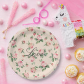  Roze Rozen Bloemen bruiloft Papieren Bordje (Feest)