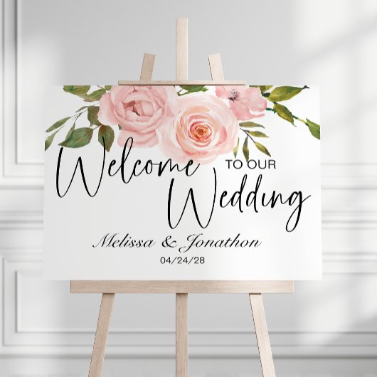 Roze Rozen Bloemen Bruiloft Poster