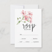 Roze Rozen Bloemen Bruiloft RSVP Kaart (Voorkant)