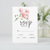 Roze Rozen Bloemen Bruiloft RSVP Kaart (Staand voorkant)