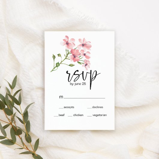 Roze Rozen Bloemen Bruiloft RSVP Kaart