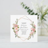 Roze Rozen Bloemen Bruiloft Uitnodiging (Staand voorkant)