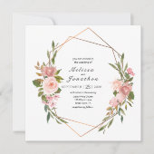 Roze Rozen Bloemen Bruiloft Uitnodiging (Voorkant)