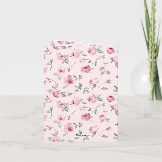  Roze Rozen Bloemen Dank u Kaart (Achterkant)