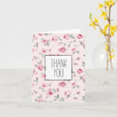  Roze Rozen Bloemen Dank u Kaart (Gele Bloem)