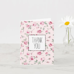 Roze Rozen Bloemen Dank u Kaart