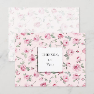  Roze Rozen Bloemen Denken aan jou Briefkaart