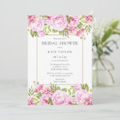 Roze Rozen Bloemen Elegant Goud Vrijgezellenfeest Kaart (Staand voorkant)