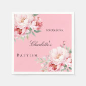 Roze rozen bloemen elegante doop servet (Voorkant)