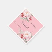 Roze rozen bloemen elegante doop servet (Hoek)